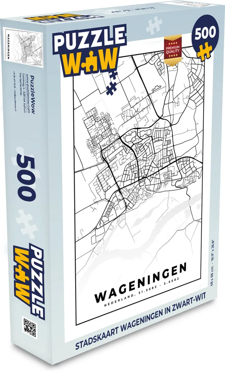 PuzzleWow Stadskaart Wageningen Legpuzzel 500 Stuks - Multicolor