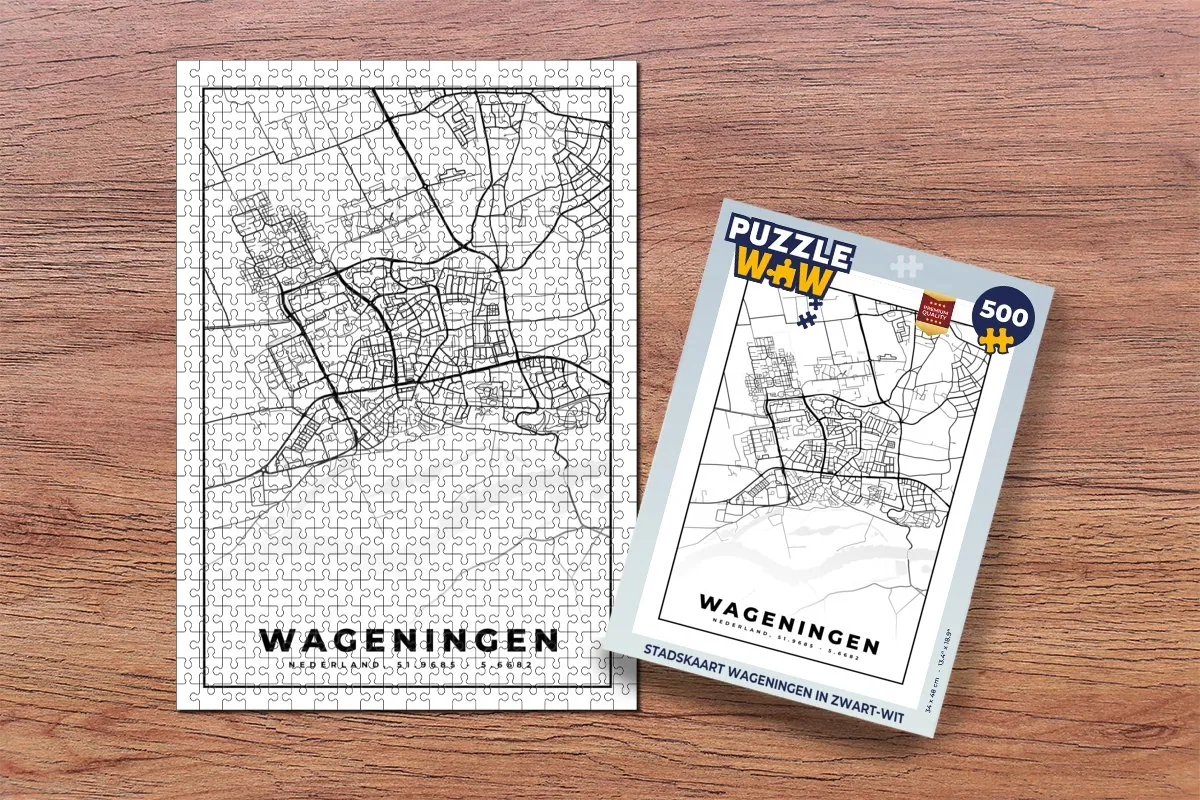 PuzzleWow Stadskaart Wageningen Legpuzzel 500 Stuks - Multicolor