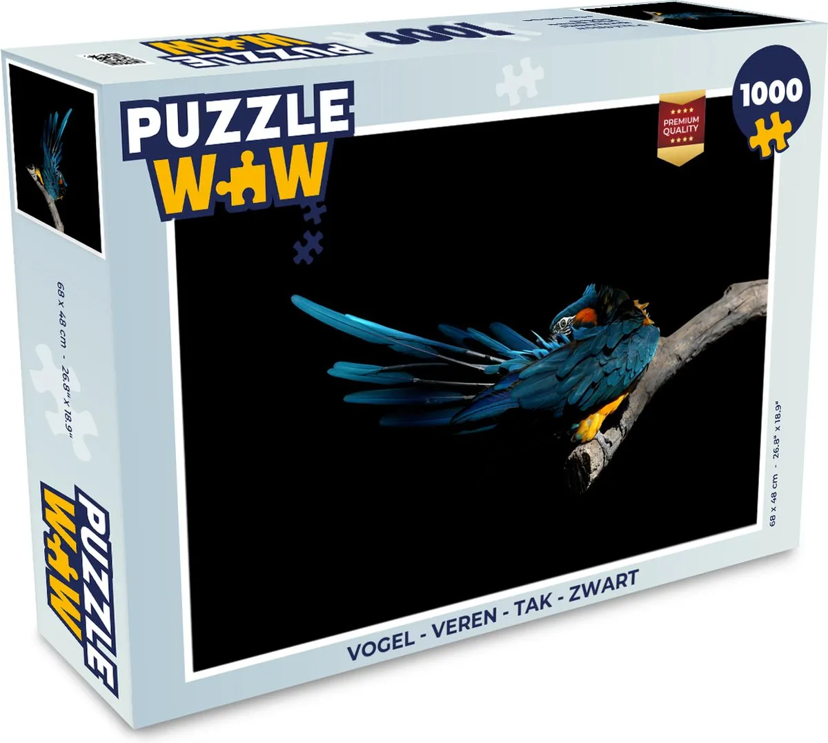 PuzzleWow Vogel Veren Tak Legpuzzel 1000 Stuks - Multicolor