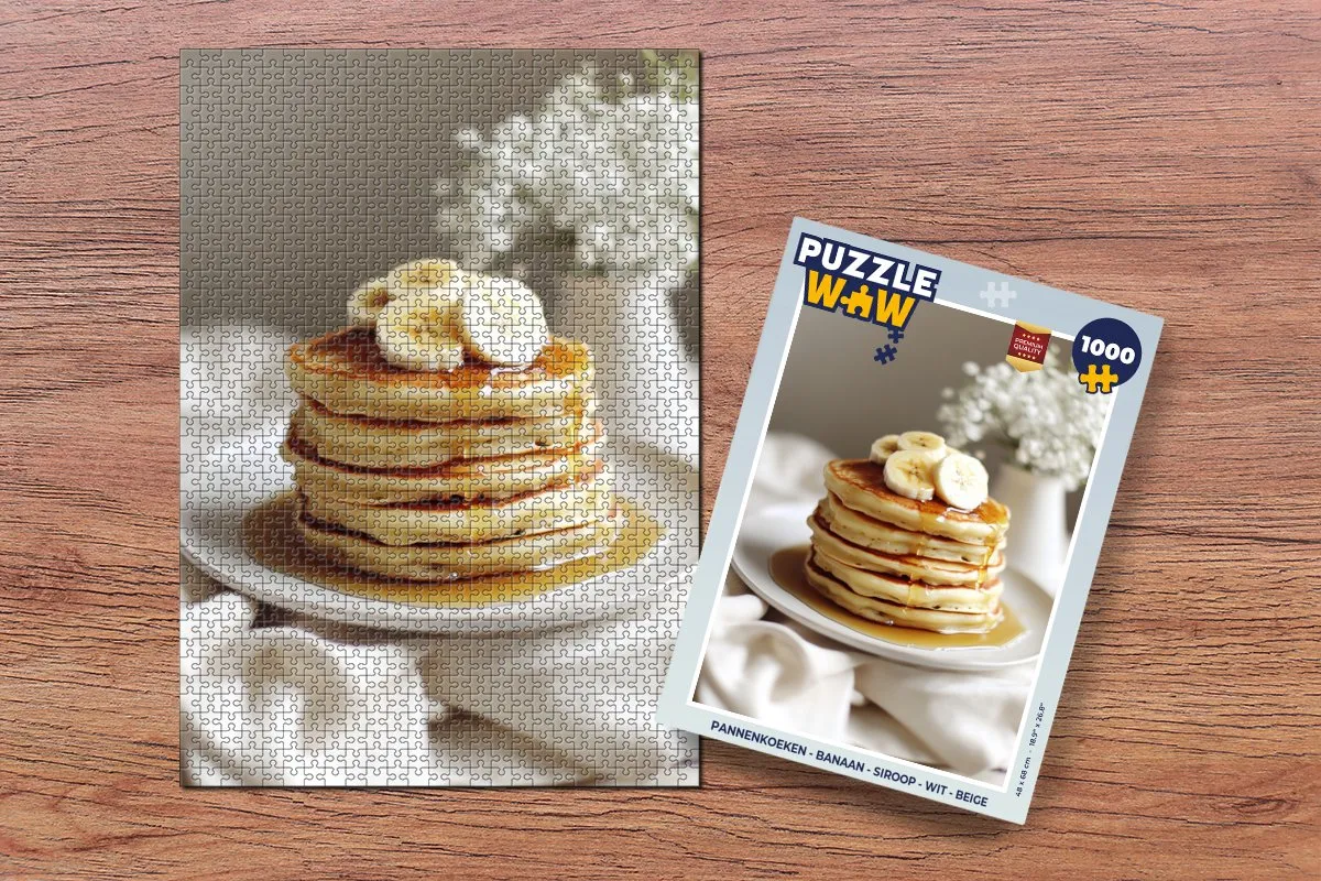 PuzzleWow Pannenkoeken Legpuzzel 1000 Stuks - Beige