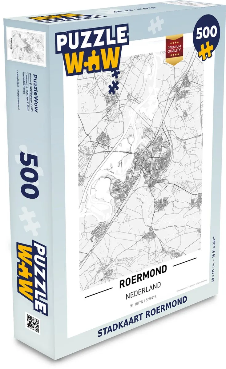 PuzzleWow Stadkaart Roermond Legpuzzel 500 Stuks