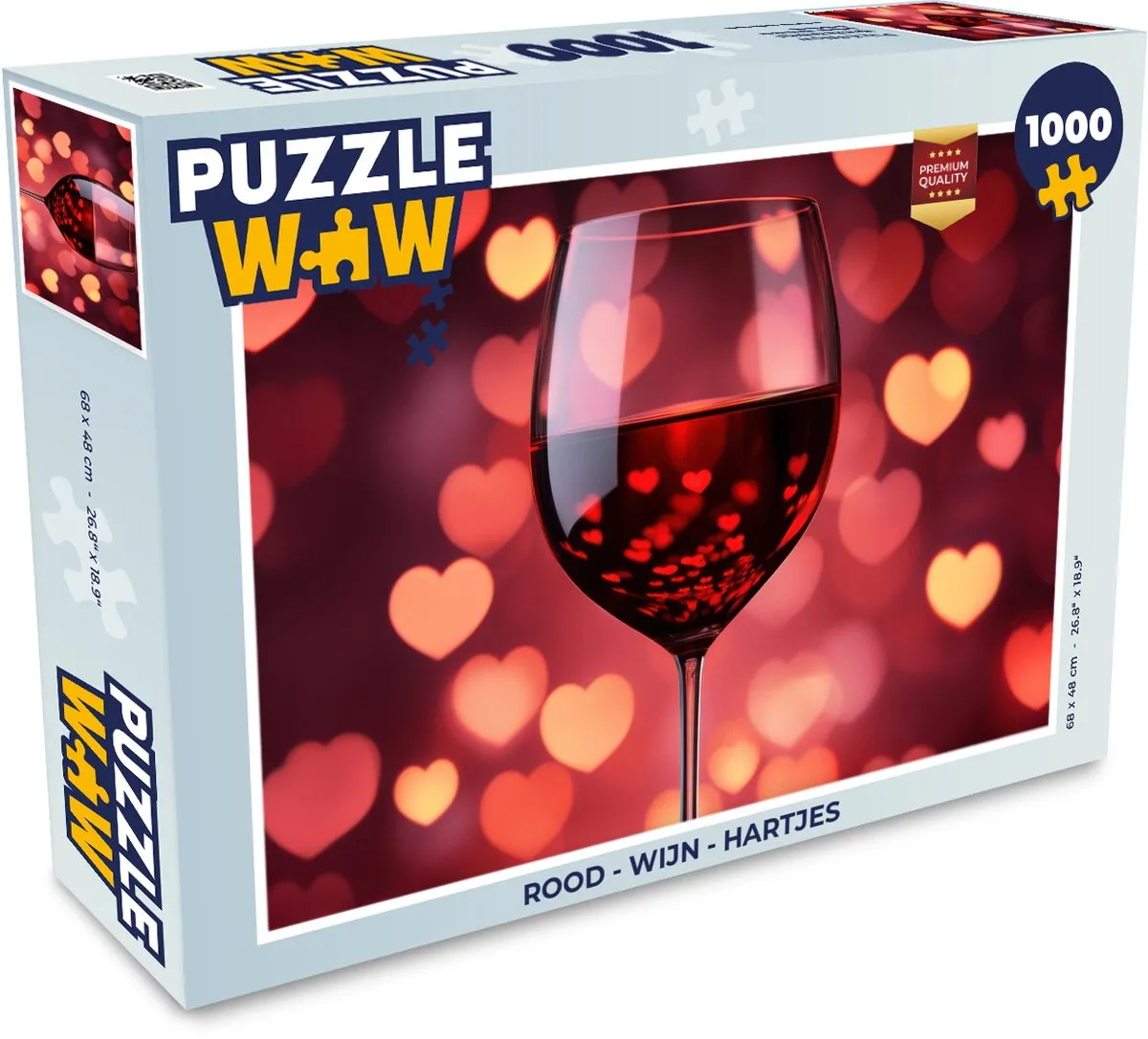 PuzzleWow Legpuzzel 1000 Stuks - Wijn Hartjes