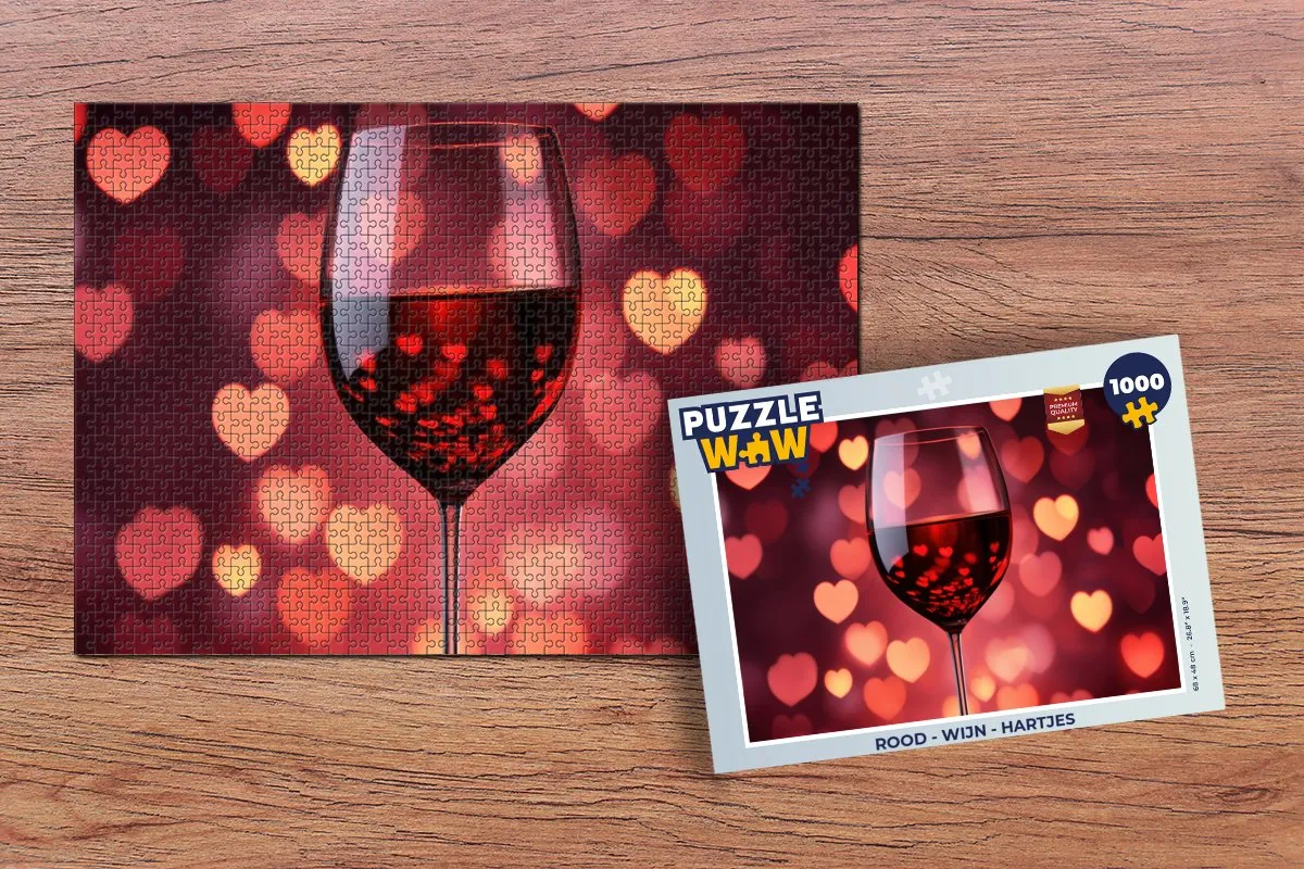 PuzzleWow Legpuzzel 1000 Stuks - Wijn Hartjes
