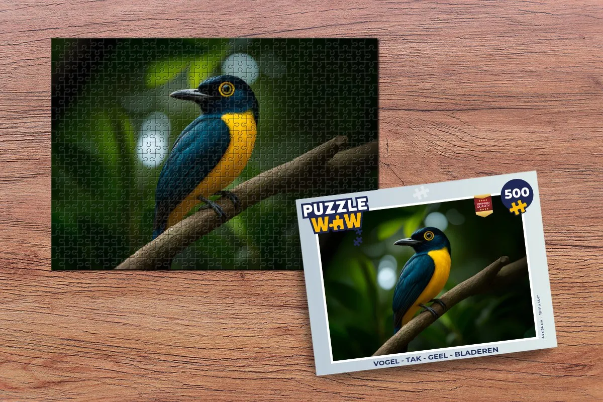 PuzzleWow Vogel op Tak Legpuzzel 500 Stuks - Geel