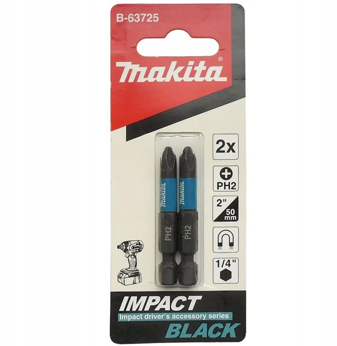 Makita Slagmoerbits PH2x50mm - 2 Stuks