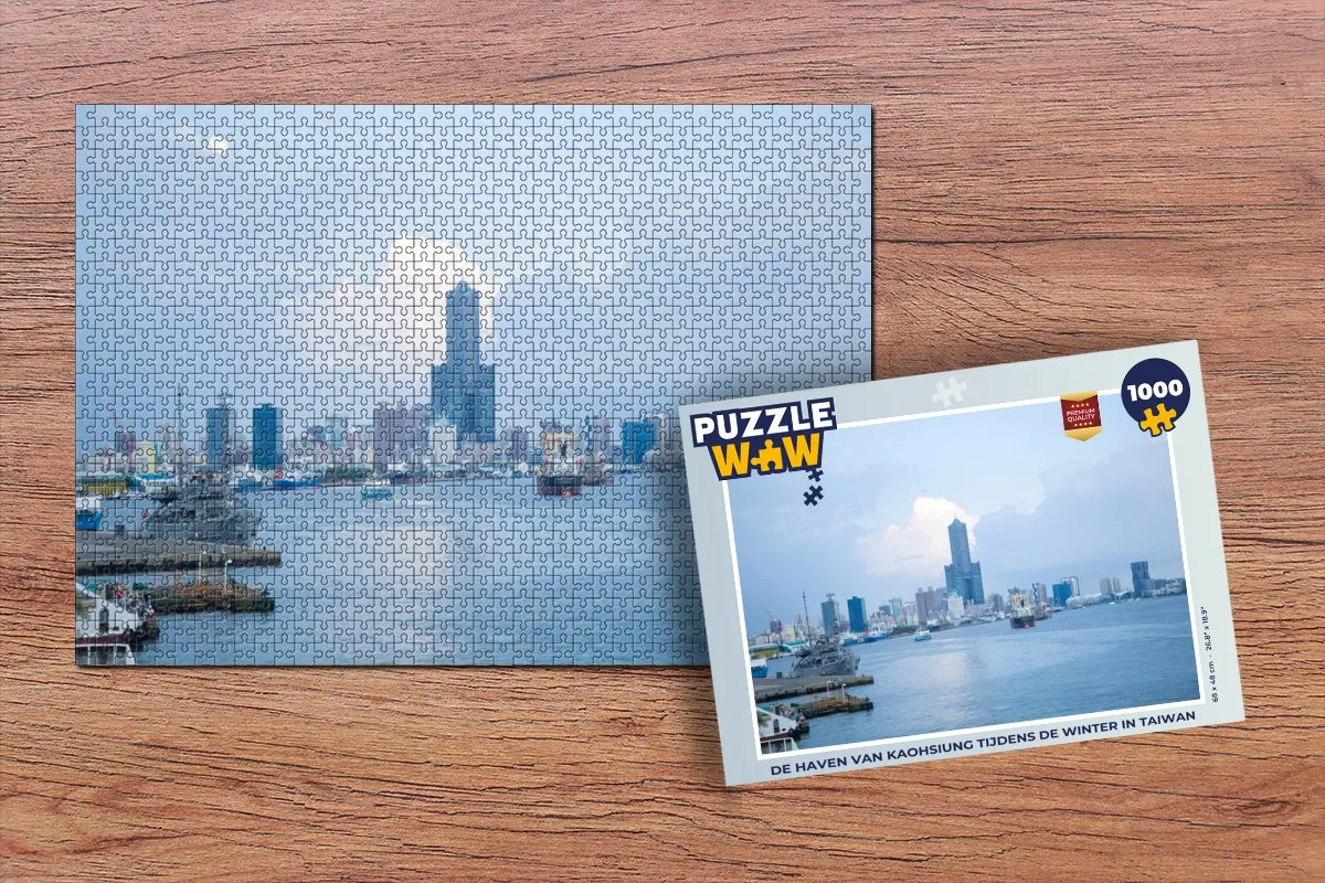 PuzzleWow Legpuzzel De haven van Kaohsiung - 1000 Stuks - Multicolor