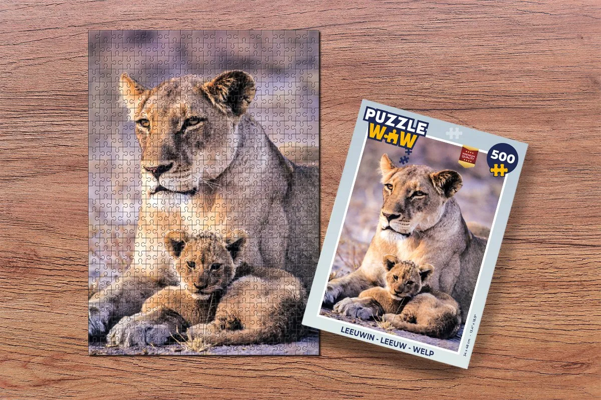 PuzzleWow Leeuwin Welp Legpuzzel 500 Stuks - Multicolor