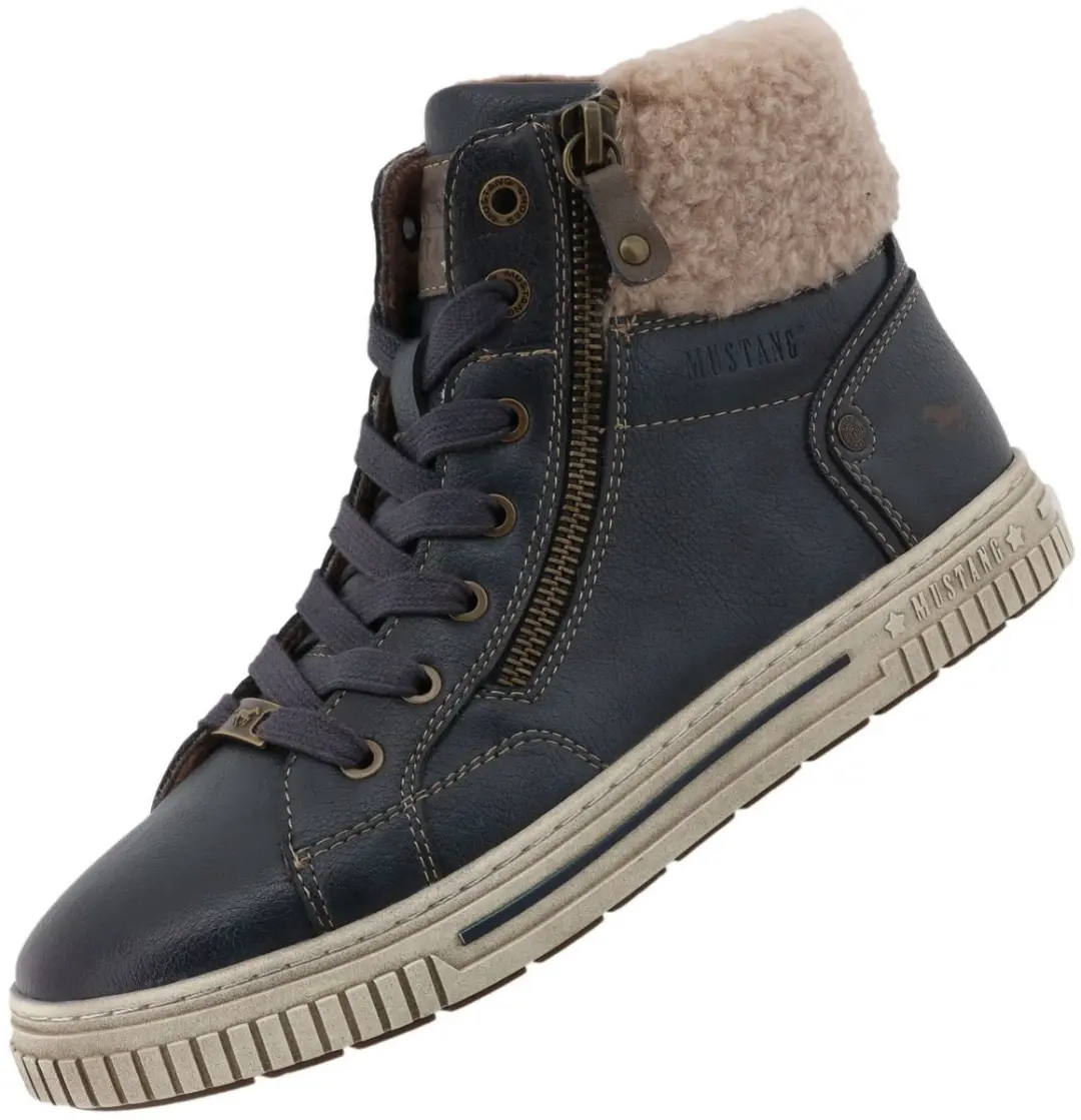Mustang damessneaker met hoge schacht 15M0102002 Blauw
