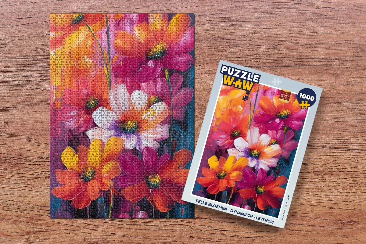 PuzzleWow Legpuzzel Felle Bloemen 1000 Stuks - Dynamisch