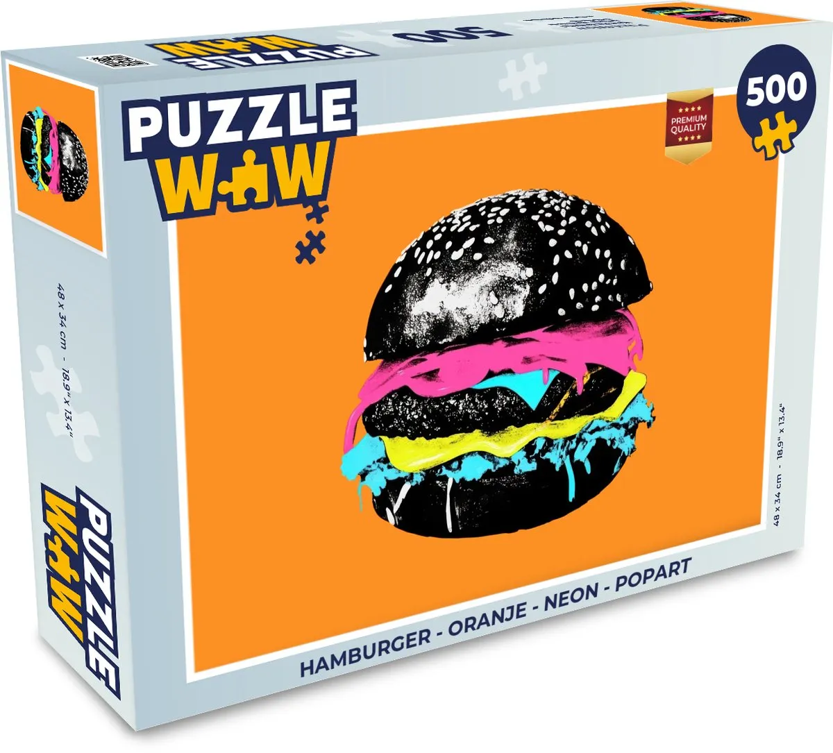 PuzzleWow Hamburger Popart Legpuzzel 500 Stuks