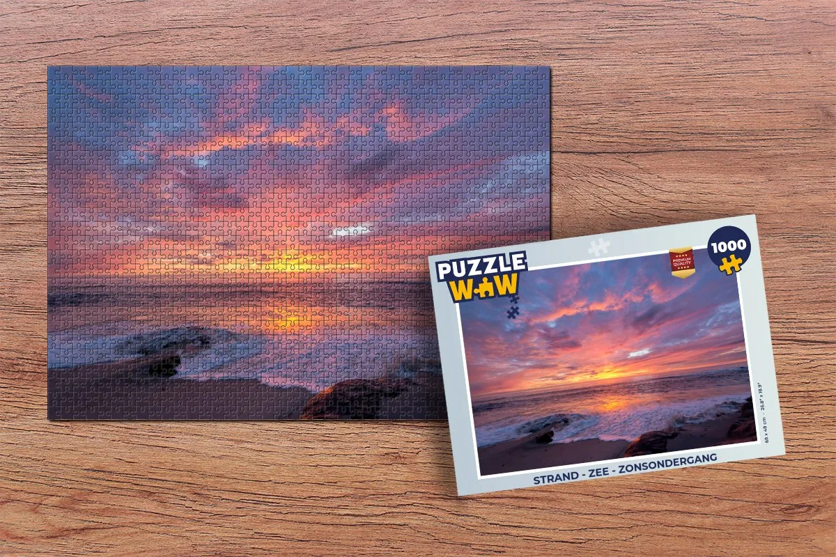 PuzzleWow Legpuzzel Strand - Zee - Zonsondergang 1000 Stuks - Multicolor