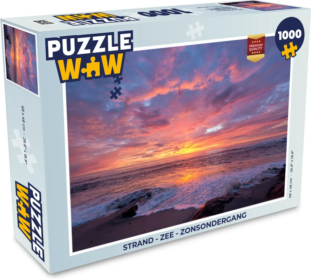 PuzzleWow Legpuzzel Strand - Zee - Zonsondergang 1000 Stuks - Multicolor