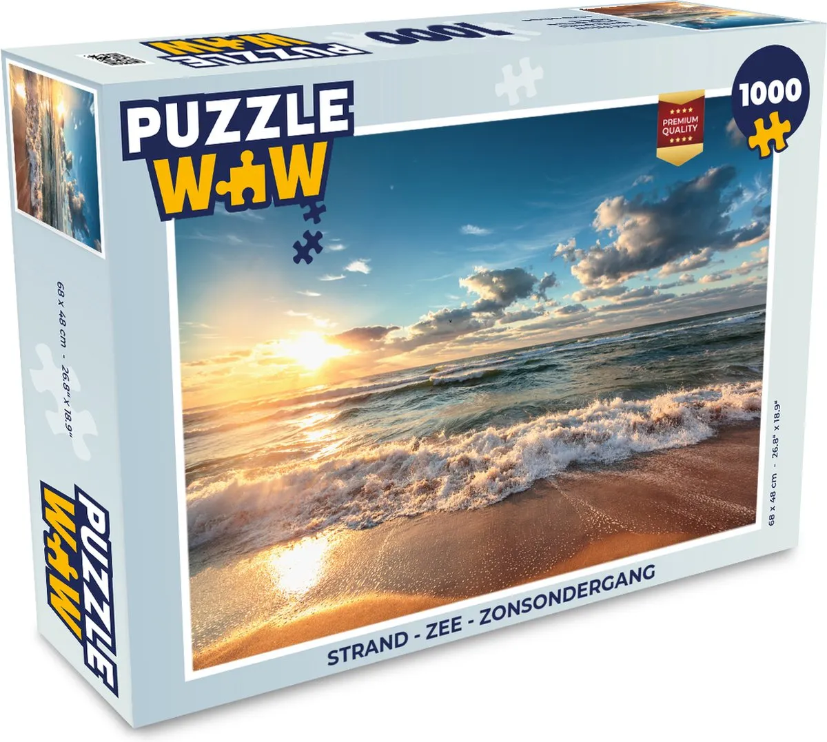 PuzzleWow Legpuzzel Strand - Zee - Zonsondergang 1000 Stuks - Multicolor