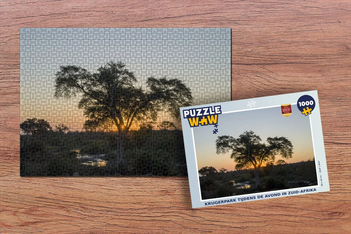 PuzzleWow Zuid-Afrika Krugerpark Avond Puzzel 1000 Stuks - Multicolor