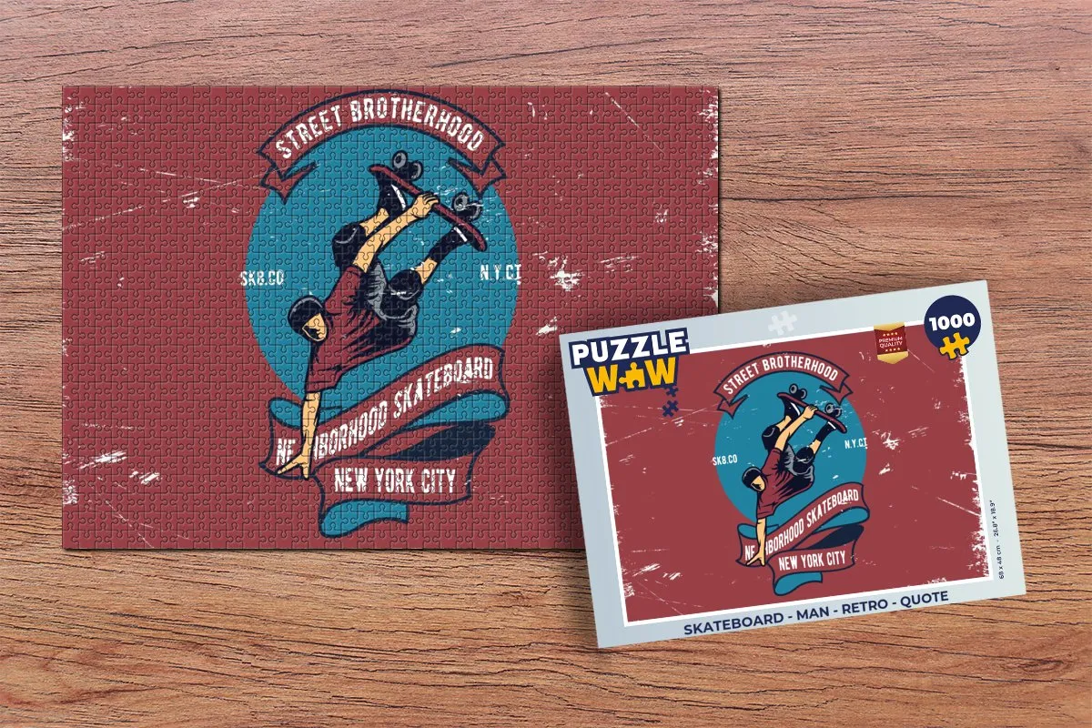 PuzzleWow Skateboard Legpuzzel 1000 Stuks - Multicolor