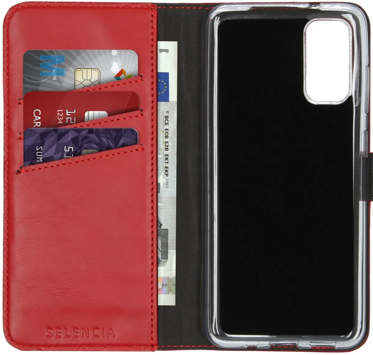 Selencia Hoesje Samsung Galaxy S20 - Echt Lederen Bookcase Rood