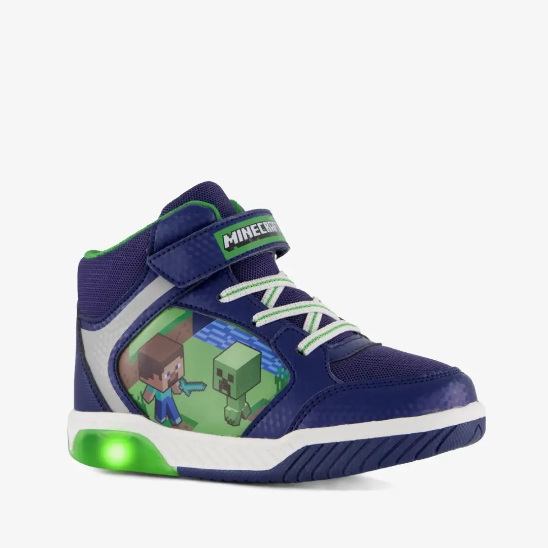 Minecraft jongens hoge sneakers met lichtjes blauw