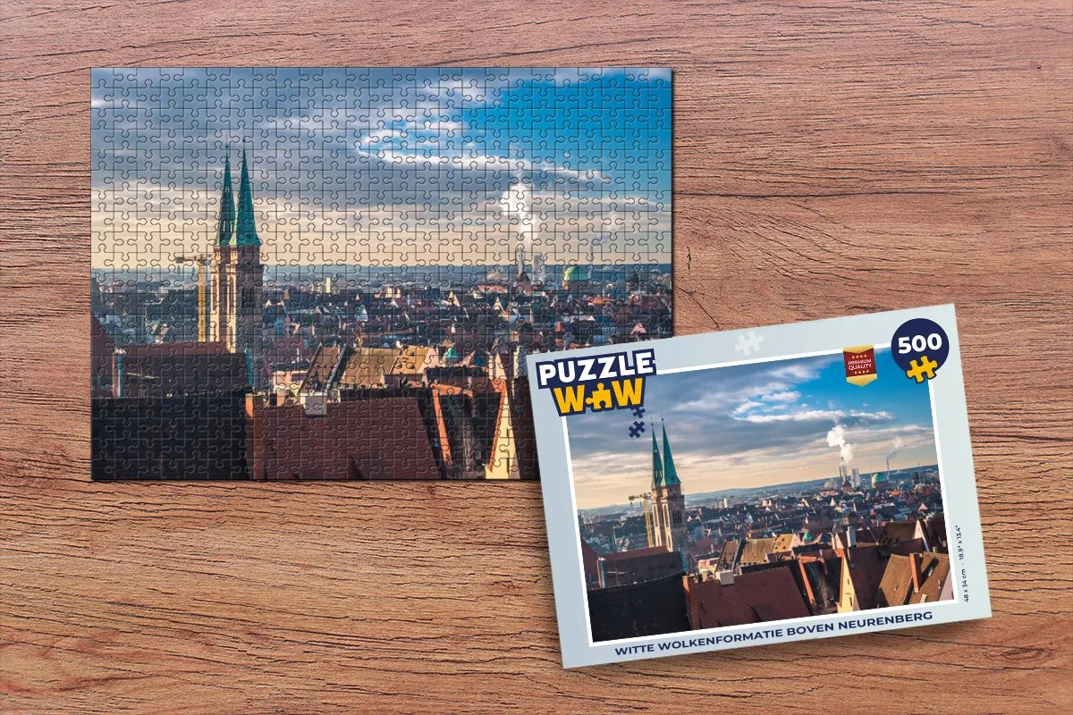 PuzzleWow Legpuzzel Witte Wolkenformatie Neurenberg 500 Stuks - Multicolor