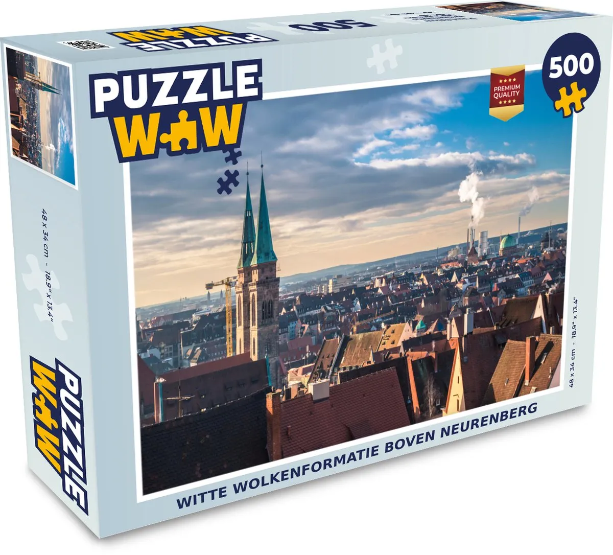 PuzzleWow Legpuzzel Witte Wolkenformatie Neurenberg 500 Stuks - Multicolor