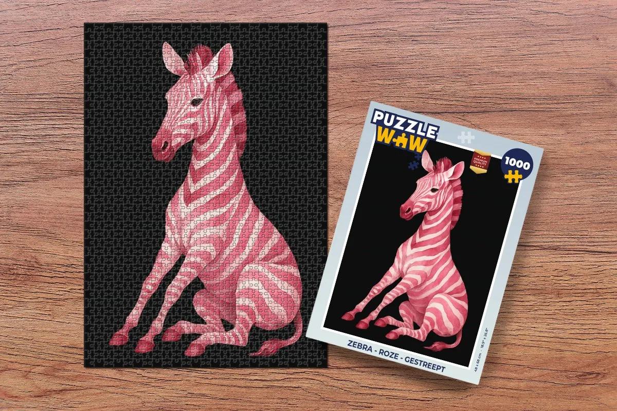 PuzzleWow Zebra Legpuzzel 1000 Stuks - Roze