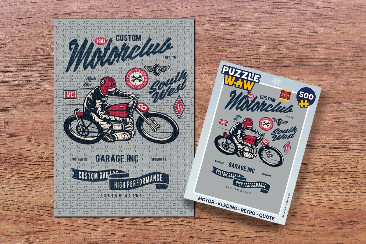 PuzzleWow Motor Kleding Retro Quote Legpuzzel 500 Stuks - Multicolor