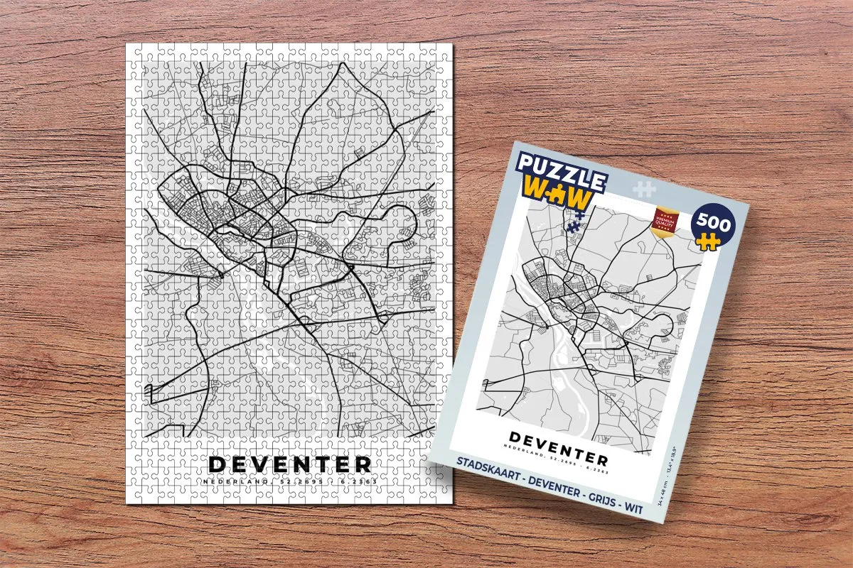 PuzzleWow Stadskaart Deventer Legpuzzel 500 Stuks - Multicolor