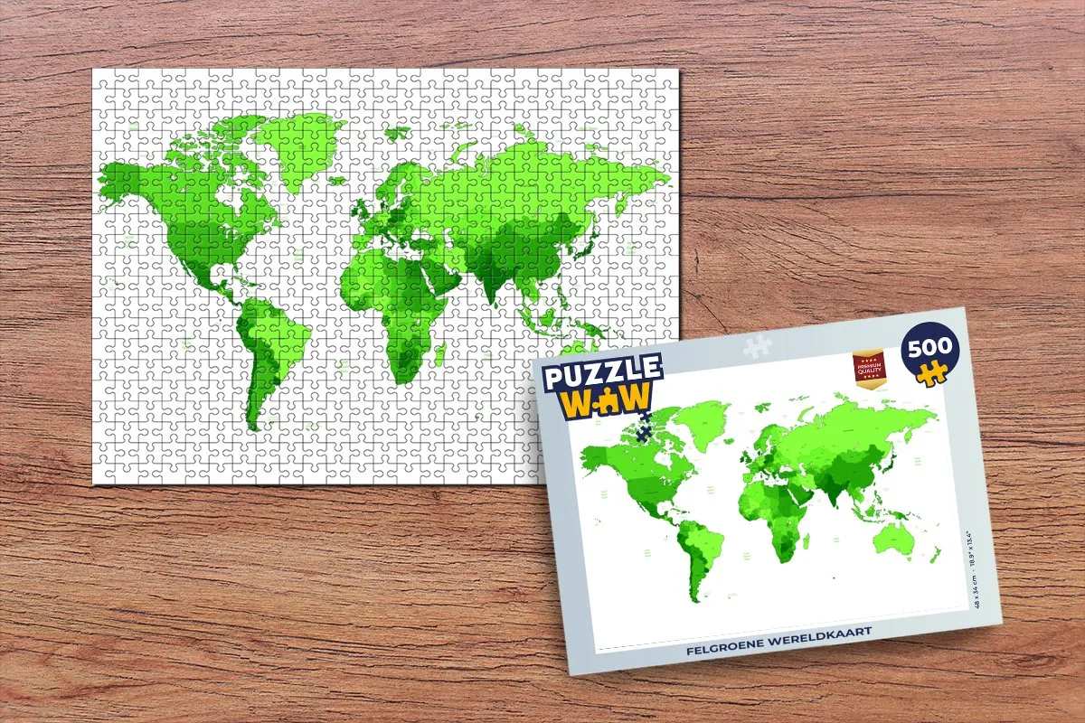 PuzzleWow Wereldkaart Legpuzzel 500 Stuks - Multicolor