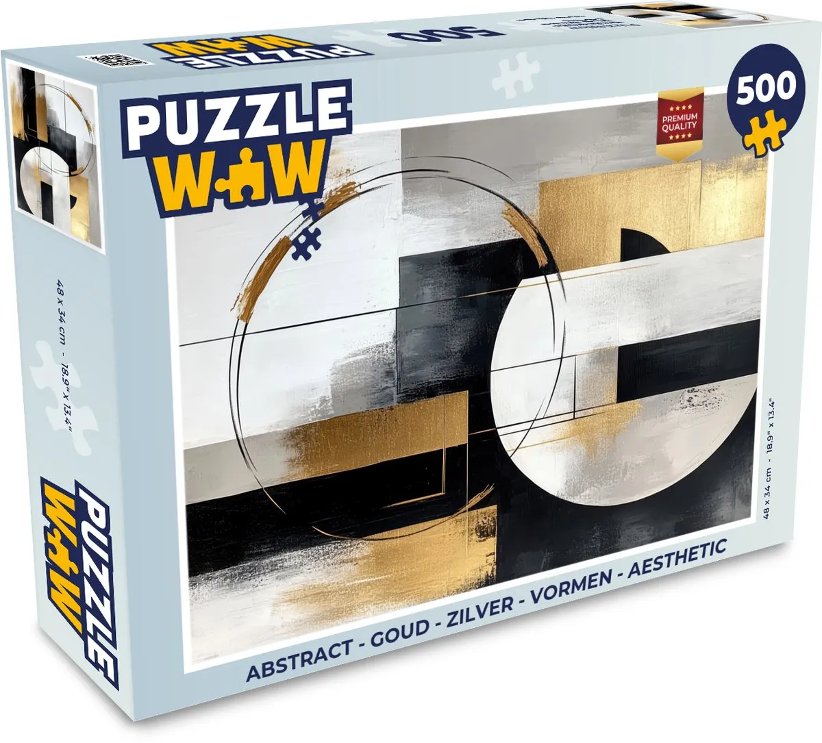 PuzzleWow Abstract Legpuzzel 500 Stuks - Goud/Zilver