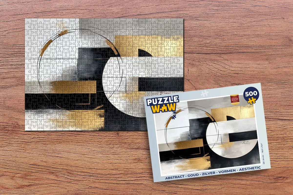 PuzzleWow Abstract Legpuzzel 500 Stuks - Goud/Zilver
