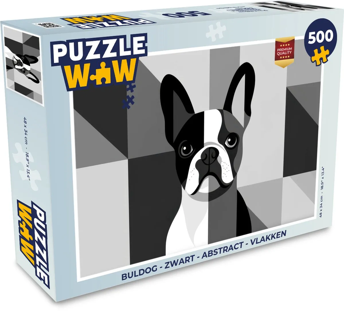PuzzleWow Buldog Abstract Legpuzzel 500 Stuks - Zwart