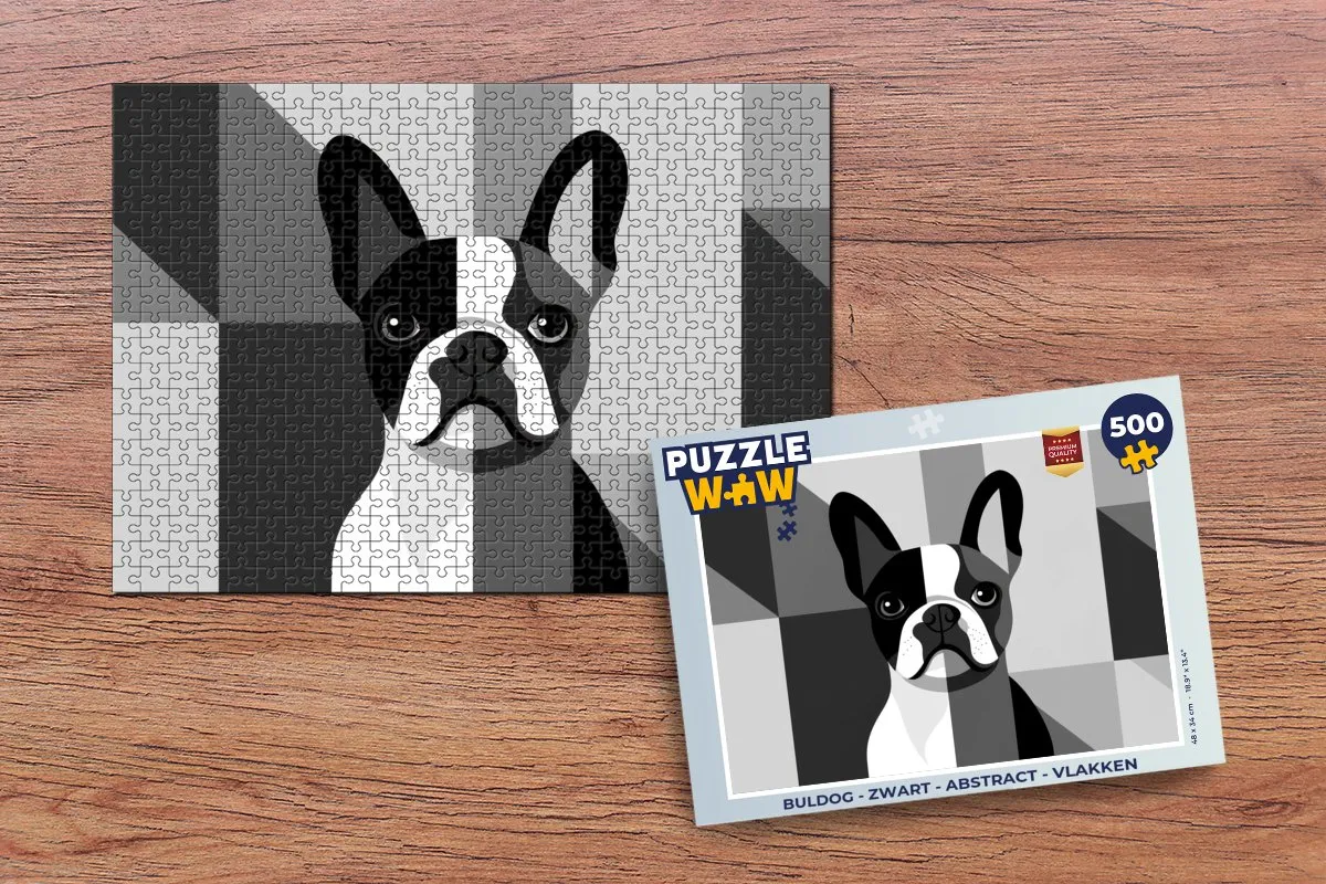PuzzleWow Buldog Abstract Legpuzzel 500 Stuks - Zwart