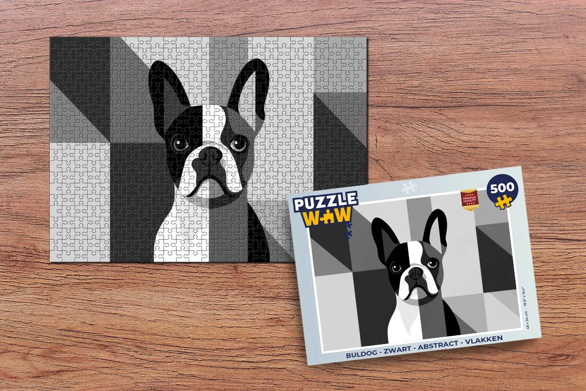 PuzzleWow Buldog Abstract Legpuzzel 500 Stuks - Zwart