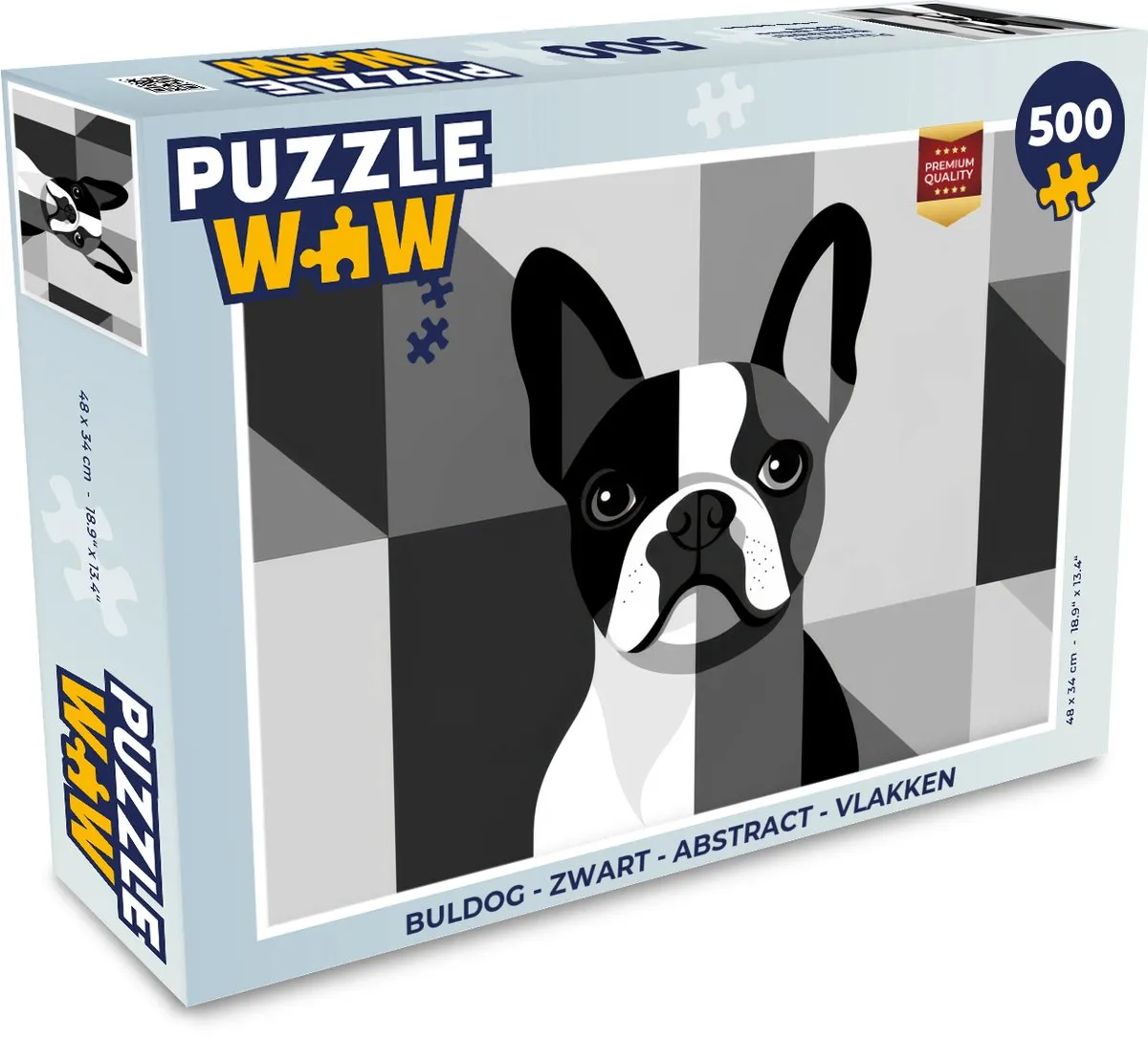 PuzzleWow Buldog Abstract Legpuzzel 500 Stuks - Zwart