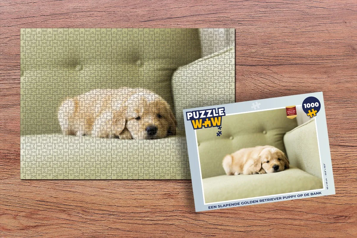 PuzzleWow Legpuzzel Een Slapende Golden Retriever 1000 Stuks - Multicolor
