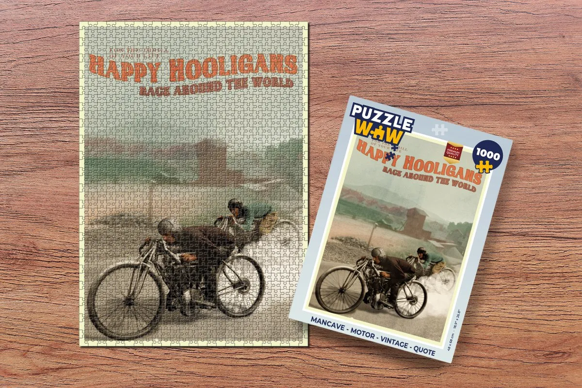 PuzzleWow Mancave Motor Vintage Legpuzzel 1000 Stuks - Multicolor
