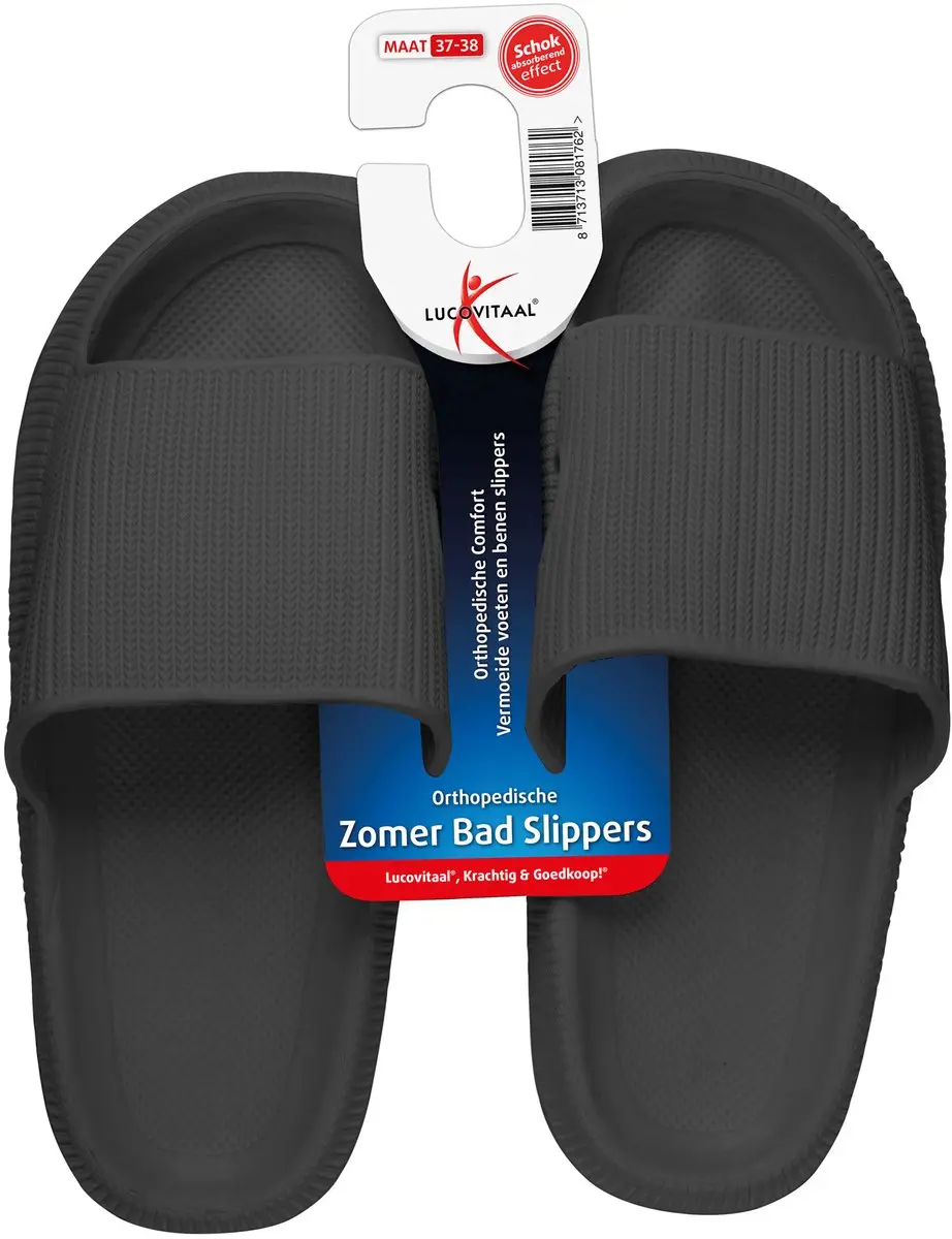Lucovitaal Orthopedische Bad Slippers Zwart Maat 37-38
