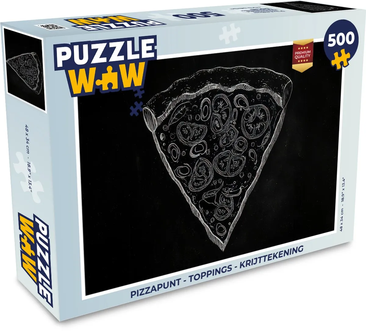PuzzleWow Pizzapunt Toppings Legpuzzel 500 Stuks - Krijttekening