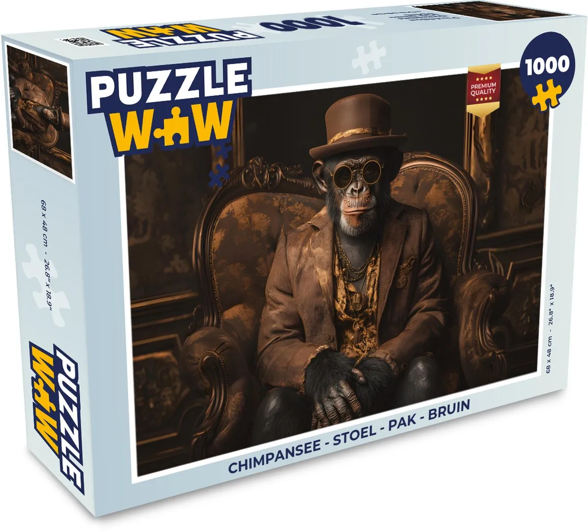 PuzzleWow Chimpansee Legpuzzel 1000 Stuks - Stoel Pak