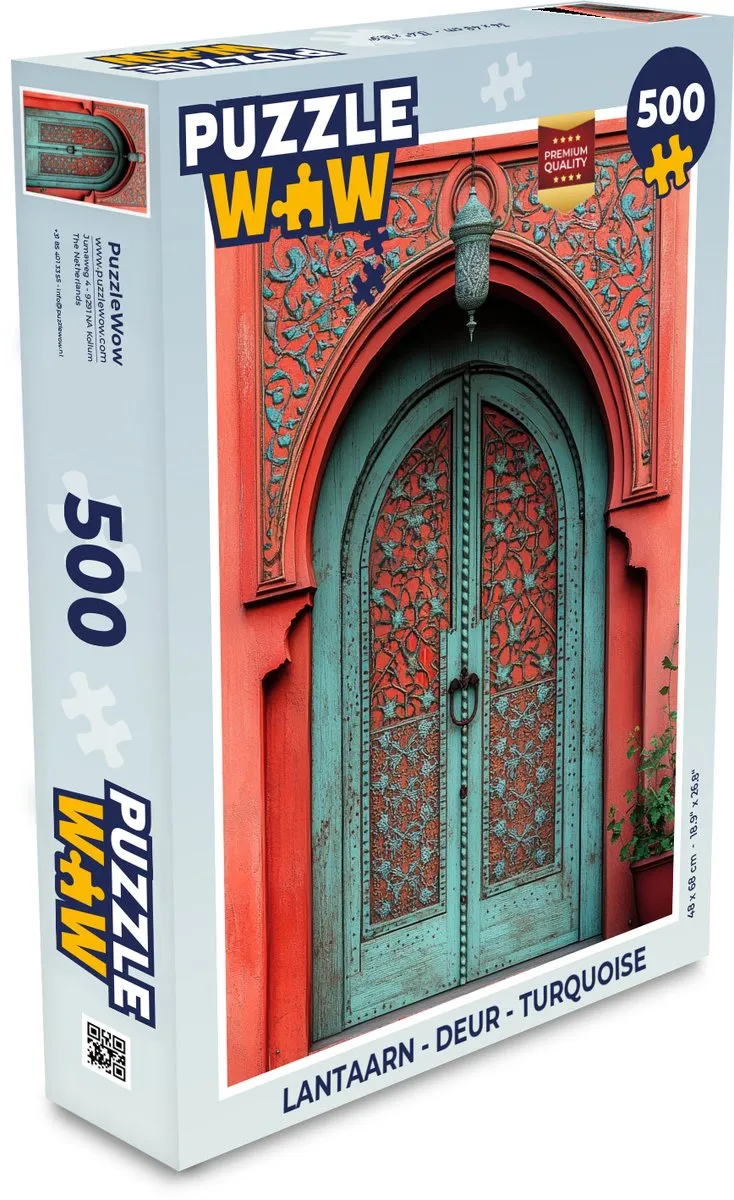 PuzzleWow Lantaarn Deur Puzzel 500 Stuks - Turquoise