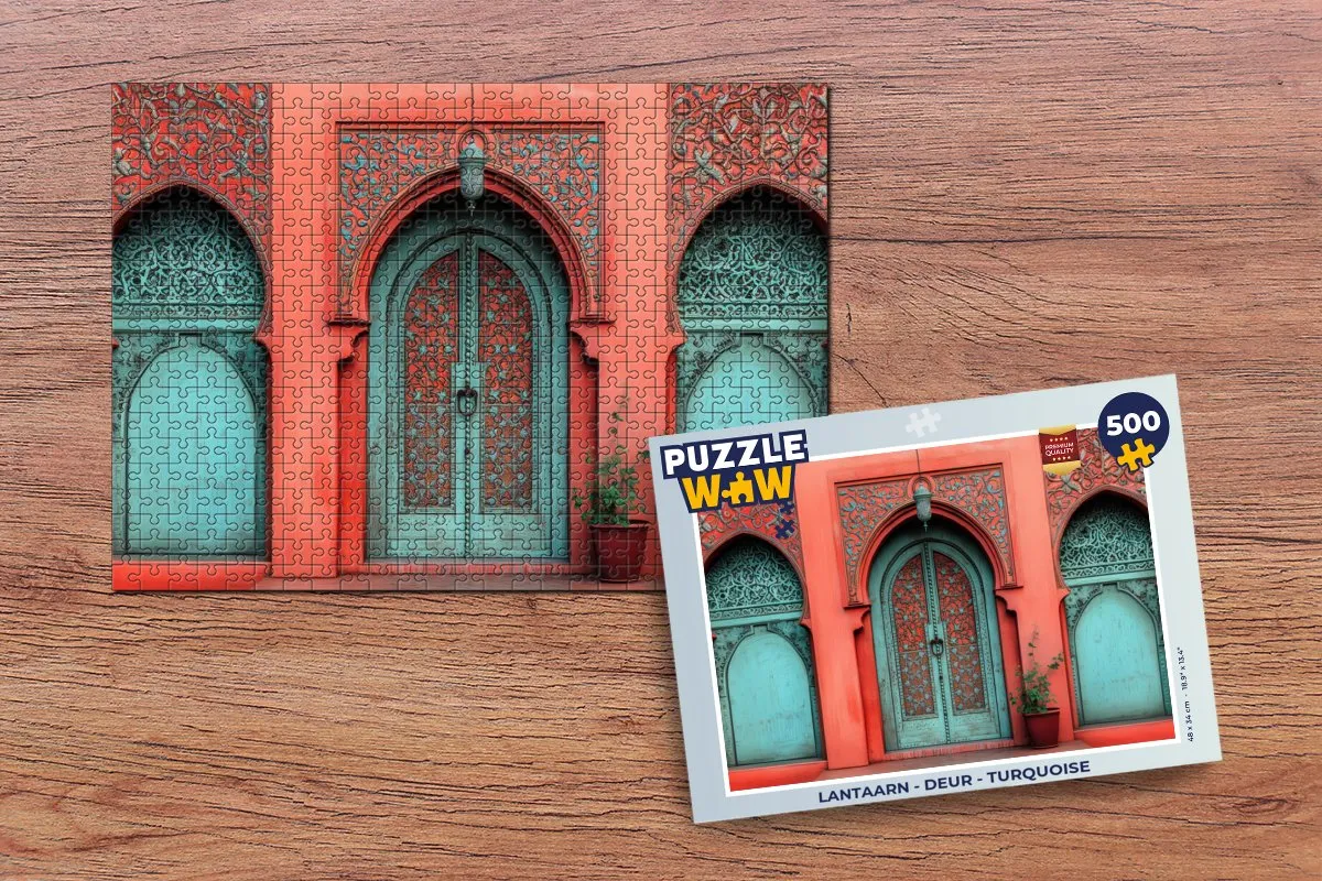 PuzzleWow Lantaarn Deur Puzzel 500 Stuks - Turquoise