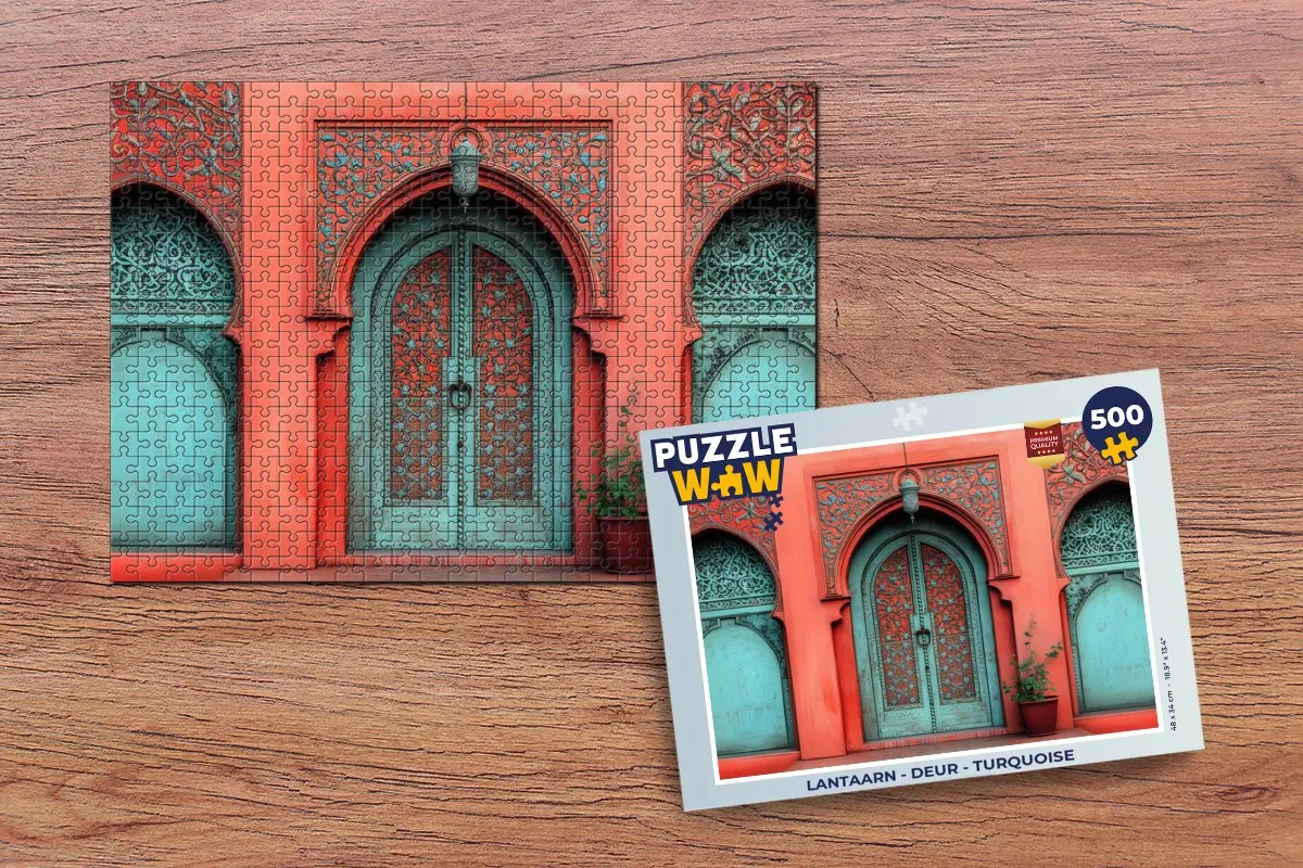 PuzzleWow Lantaarn Deur Puzzel 500 Stuks - Turquoise