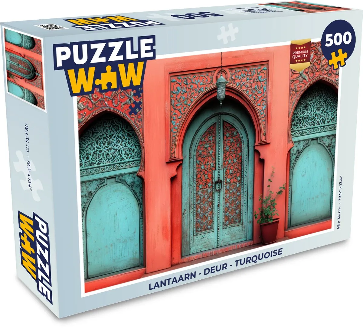 PuzzleWow Lantaarn Deur Puzzel 500 Stuks - Turquoise