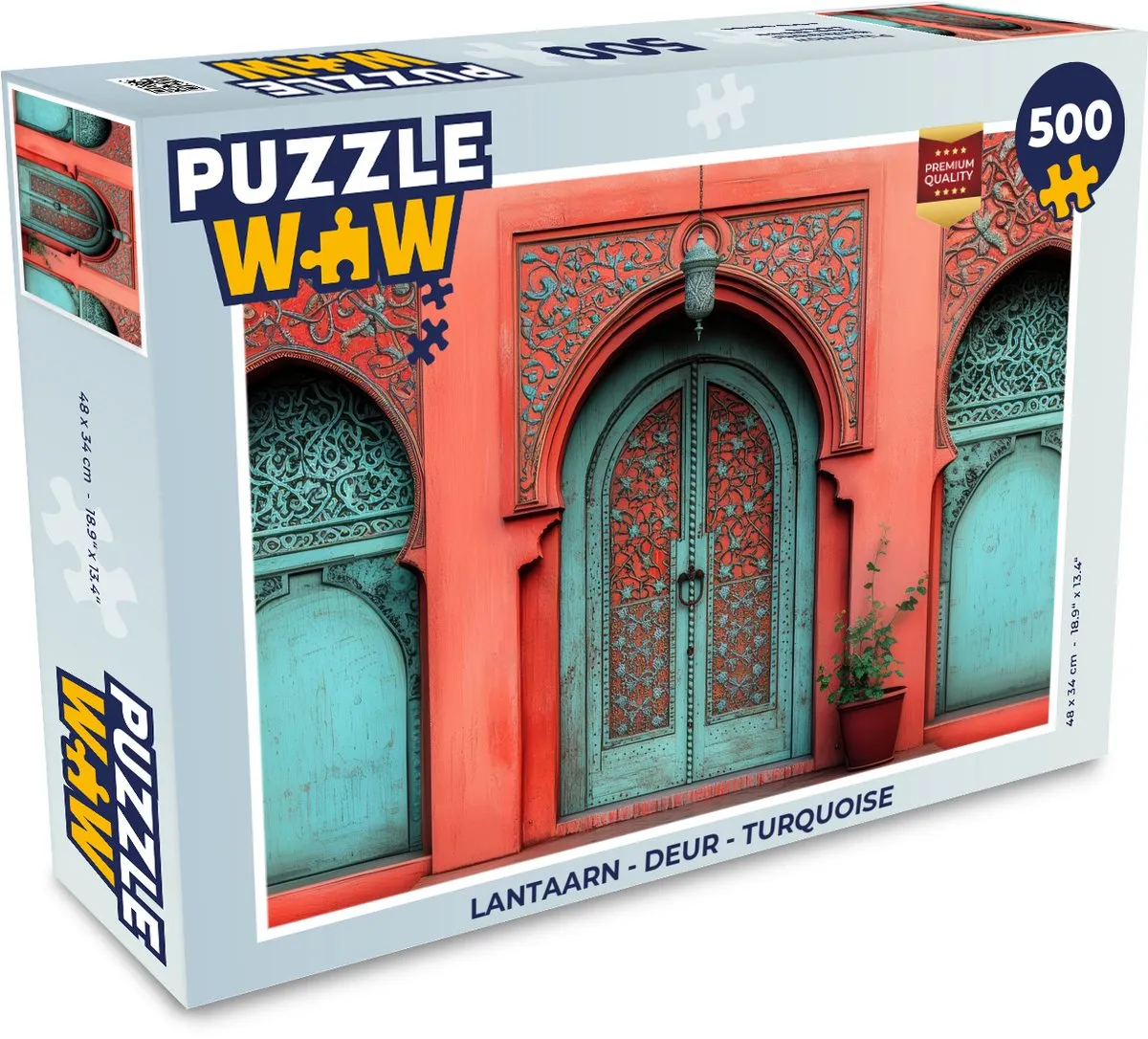 PuzzleWow Lantaarn Deur Puzzel 500 Stuks - Turquoise
