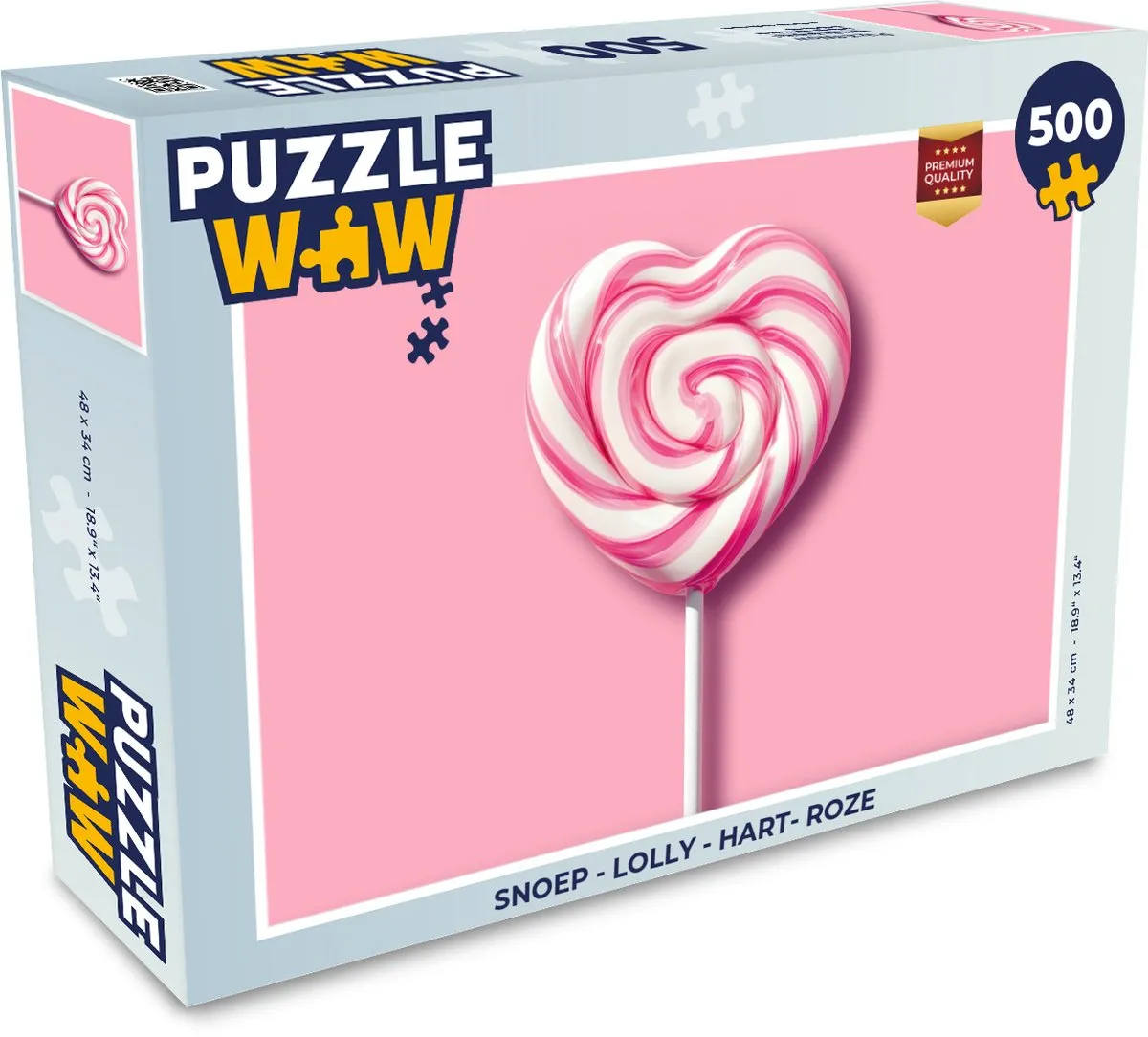 PuzzleWow Lolly Hart Puzzel 500 Stuks - Roze