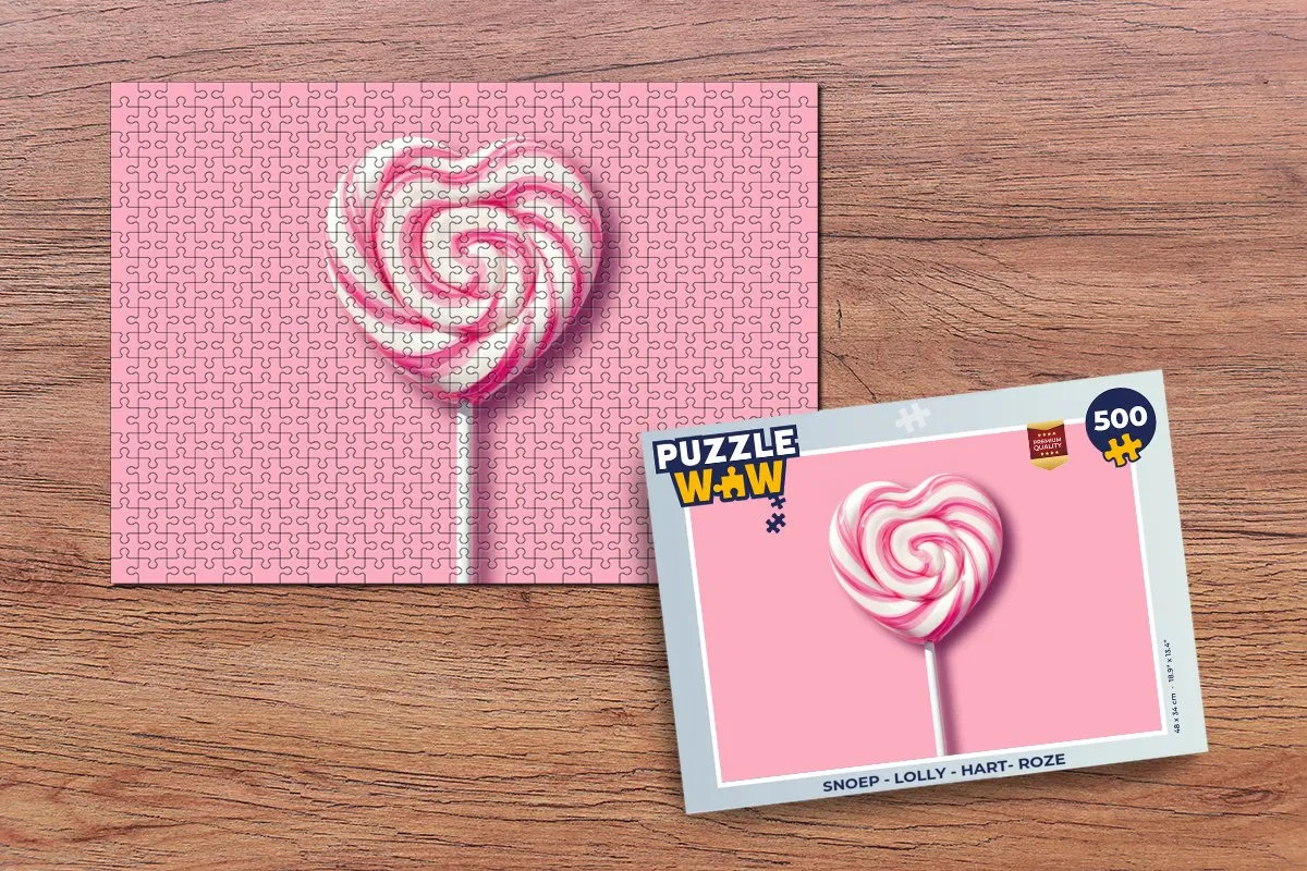 PuzzleWow Lolly Hart Puzzel 500 Stuks - Roze