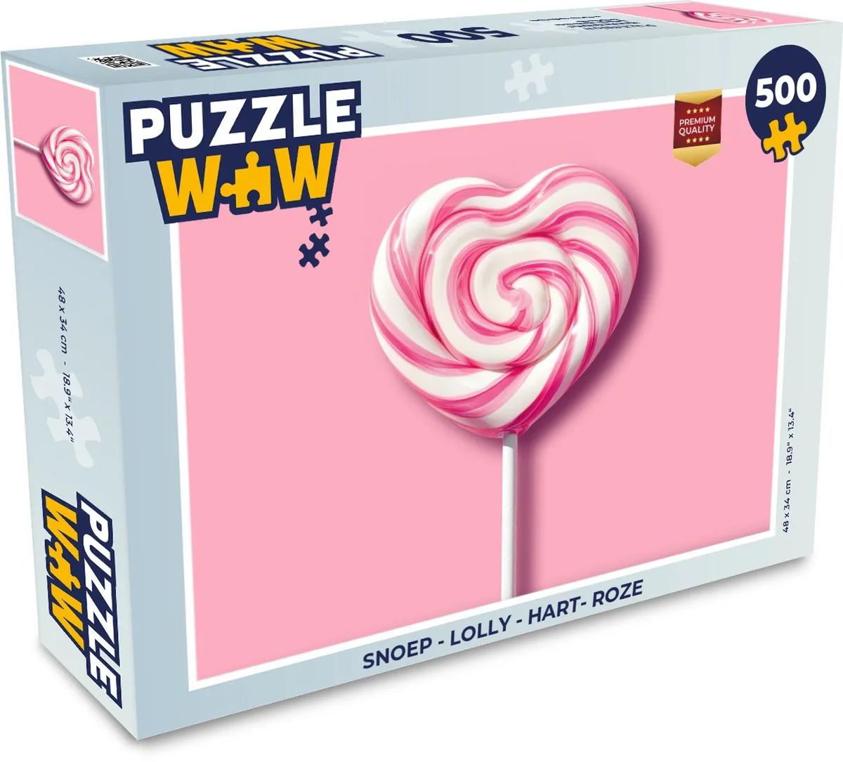 PuzzleWow Lolly Hart Puzzel 500 Stuks - Roze