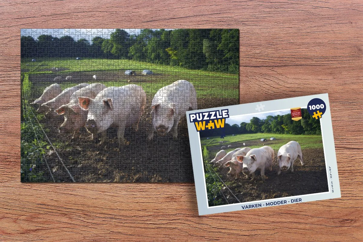 PuzzleWow Varken Modder Legpuzzel 1000 Stuks - Multicolor