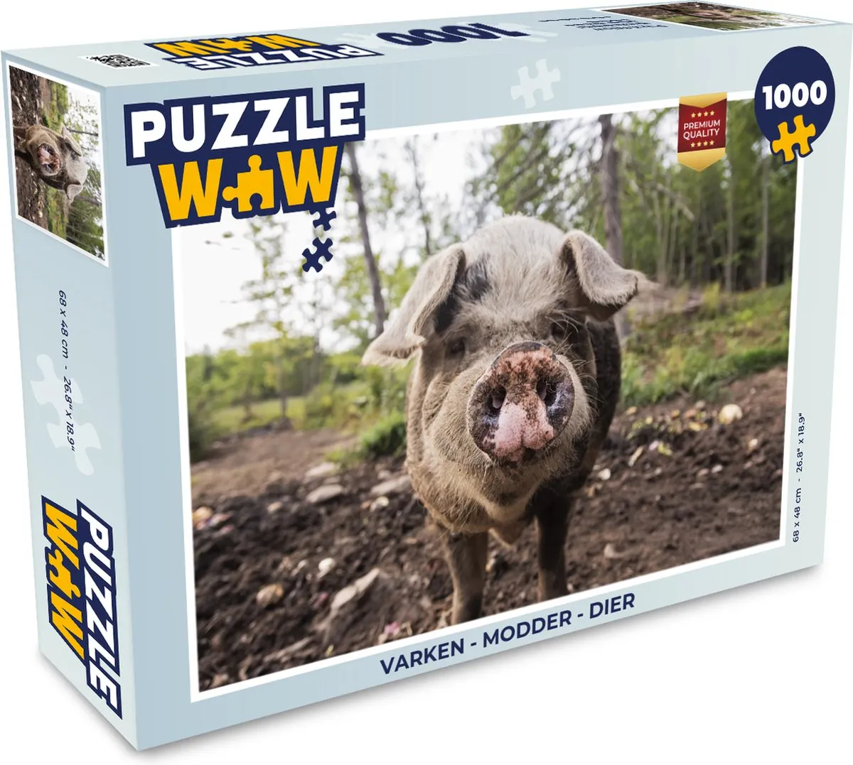 PuzzleWow Varken Modder Legpuzzel 1000 Stuks - Multicolor