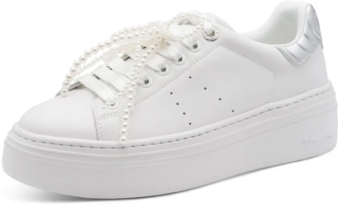Tamaris damestrainers 1-23755-45 171 Lage Top Dames glitter M2375545 Wit/Zilver