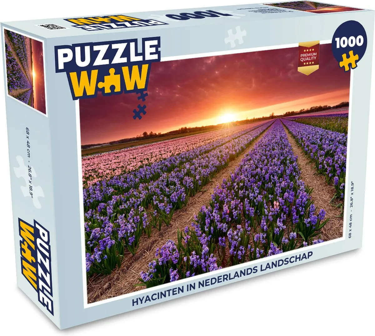 PuzzleWow Hyacinten in Nederlands Landschap Legpuzzel 1000 Stuks - Multicolor